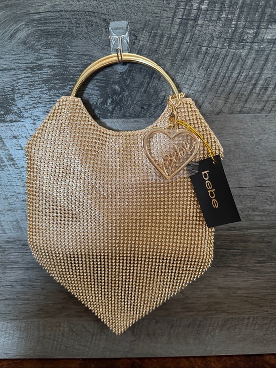 bebe Handbags - NWT BeBe Alabama Metal Handle Crossbody Purse In Gold W/Rhinestone Embellishment